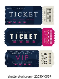 Ticket template set. Pass card design. Isolated. Vector.