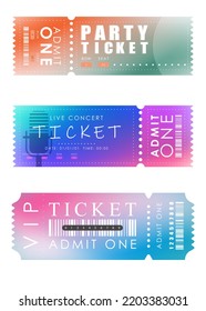 Ticket template set. Pass card design. Isolated. Vector illustration.