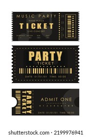 Ticket template set. Ready design for your business. Isolated. Vector illustration.