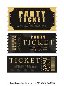 Ticket template set. Ready design for your business. Isolated. Vector.