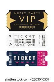 Ticket template set. Ready design for your business. Isolated on white background. Vector.