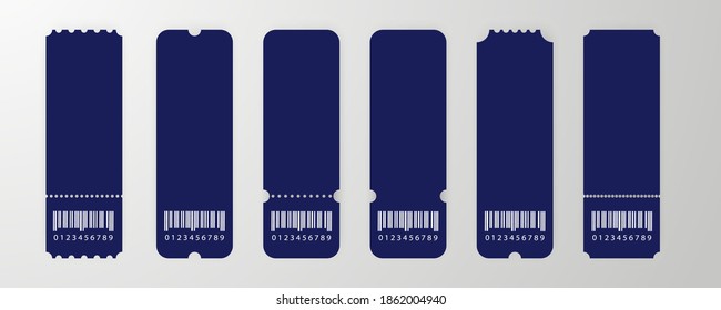 Ticket template. A set of tickets. Collection of templates of vintage tickets. Vector tickets with barcode.