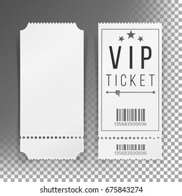 Ticket Template Set Vector. Invitation Circus Or Movie Ticket Template Coupon Blank. Isolated Illustration