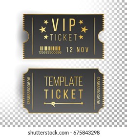 Ticket Template Set Vector. Modern Mock Up Wedding, Cinema, Birthday Or  Circus Tickets Template. Transparent Background
