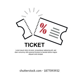 Ticket Template. Vector Drawing. Event Card Or Movie Ticket Item Guide For Your Design. Signs And Symbols Can Be Used For Web, Logo, Mobile Application. Discount And Gift Ticket.
