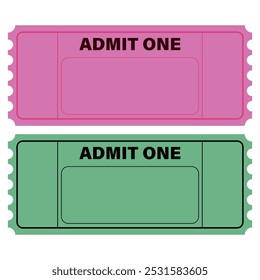 Ticket templates. Pink and green. On a transparent background.