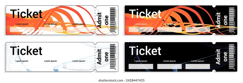 Plantillas de tickets en dos colores con elementos abstractos. Entradas para eventos. Entradas. Cupones.