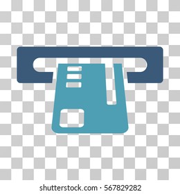 Ticket Terminal icon. Vector illustration style is flat iconic bicolor symbol, cyan and blue colors, transparent background. Designed for web and software interfaces.