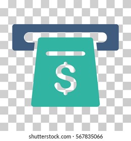 Ticket Terminal icon. Vector illustration style is flat iconic bicolor symbol, cobalt and cyan colors, transparent background. Designed for web and software interfaces.