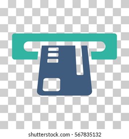Ticket Terminal icon. Vector illustration style is flat iconic bicolor symbol, cobalt and cyan colors, transparent background. Designed for web and software interfaces.