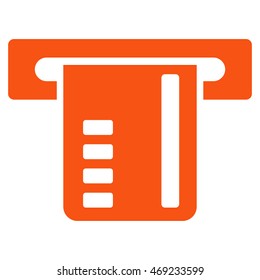 Ticket Terminal icon. Vector style is flat iconic symbol with rounded angles, orange color, white background.