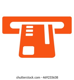 Ticket Terminal icon. Vector style is flat iconic symbol with rounded angles, orange color, white background.