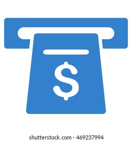 Ticket Terminal icon. Vector style is flat iconic symbol with rounded angles, cobalt color, white background.