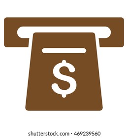 Ticket Terminal icon. Vector style is flat iconic symbol with rounded angles, brown color, white background.