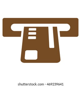 Ticket Terminal icon. Vector style is flat iconic symbol with rounded angles, brown color, white background.