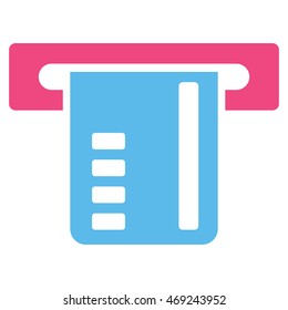 Ticket Terminal icon. Vector style is bicolor flat iconic symbol with rounded angles, pink and blue colors, white background.