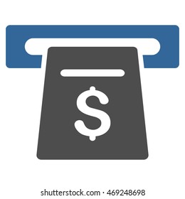 Ticket Terminal icon. Vector style is bicolor flat iconic symbol with rounded angles, cobalt and gray colors, white background.