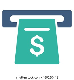 Ticket Terminal icon. Vector style is bicolor flat iconic symbol with rounded angles, cobalt and cyan colors, white background.