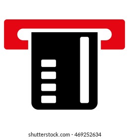 Ticket Terminal icon. Vector style is bicolor flat iconic symbol with rounded angles, intensive red and black colors, white background.