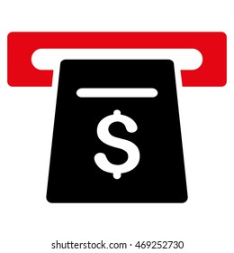 Ticket Terminal icon. Vector style is bicolor flat iconic symbol with rounded angles, intensive red and black colors, white background.