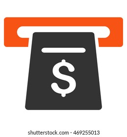 Ticket Terminal icon. Vector style is bicolor flat iconic symbol with rounded angles, orange and gray colors, white background.