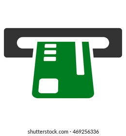Ticket Terminal icon. Vector style is bicolor flat iconic symbol with rounded angles, green and gray colors, white background.