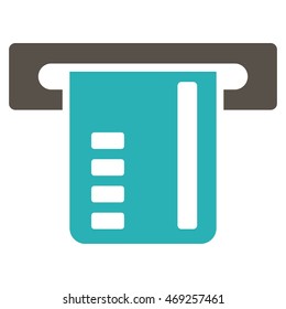 Ticket Terminal icon. Vector style is bicolor flat iconic symbol with rounded angles, grey and cyan colors, white background.