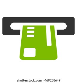 Ticket Terminal icon. Vector style is bicolor flat iconic symbol with rounded angles, eco green and gray colors, white background.