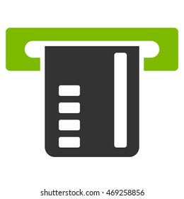 Ticket Terminal icon. Vector style is bicolor flat iconic symbol with rounded angles, eco green and gray colors, white background.