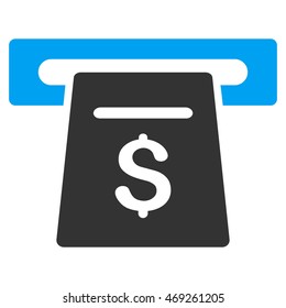 Ticket Terminal icon. Vector style is bicolor flat iconic symbol with rounded angles, blue and gray colors, white background.