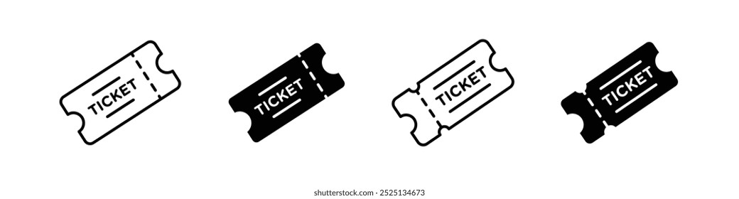 Ticket thin line vector icon collection