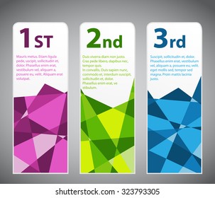 Ticket for three steps filled by polygons