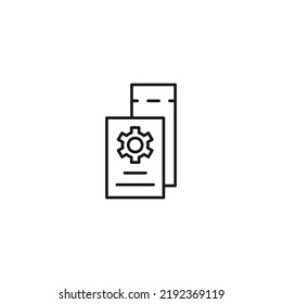 Ticket for transport and travel sign. Monochrome and minimalistic vector sign. Editable stroke. Vector line icon of gear on ticket 