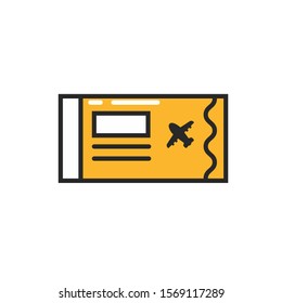 Ticket Travel Design Element of Isolated Modern Icon with Various Colored Symbol on White Background Style