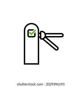 Ticket turnstile icon. Outline ticket turnstile vector icon for web design isolated on white background