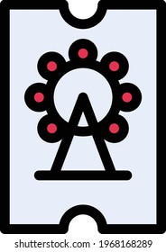 ticket vector color line icon