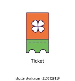 Ticket Vector hat ein Outline Icon Design Illustration ausgefüllt. St Patrick's Day Symbol auf weißem Hintergrund EPS10-Datei
