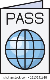 ticket vector flat color icon 