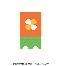 Ticket Vector Flat Icon Design illustration. St Patrick's Day Symbol on White background EPS 10 File