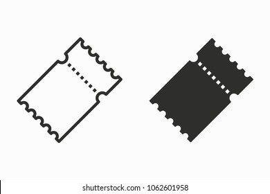 Ticket vector icon. Black illustration isolated for graphic and web design.