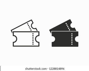 Ticket vector icon. Black illustration isolated for graphic and web design.