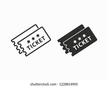 Ticket vector icon. Black illustration isolated for graphic and web design.