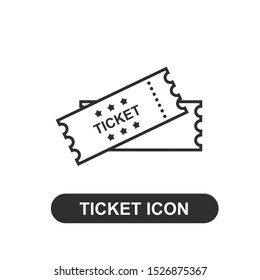 Ticket vector icon. Black illustration isolated for graphic and web design.
