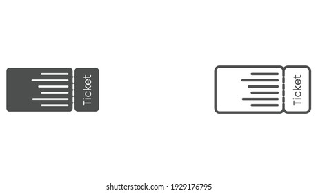Ticket vector icon. Black illustration isolated for graphic and web design.