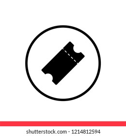 Ticket vector icon, cinema symbol. Simple, flat design for website or mobile app