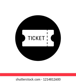 Ticket vector icon, cinema symbol. Simple, flat design for website or mobile app