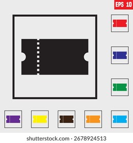 Ticket vector icon, Convert, Movie and Festival ticket symbol, Isolated Black Clip art, Entertainment graphic elements for Decoration in Modern minimal style, Business and Web banner