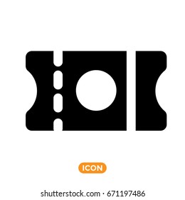 Ticket Vector Icon in Flat Style on White Background