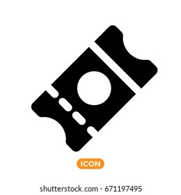 Ticket Vector Icon in Flat Style on White Background