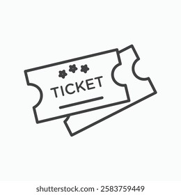 Ticket vector icon isolated in black line